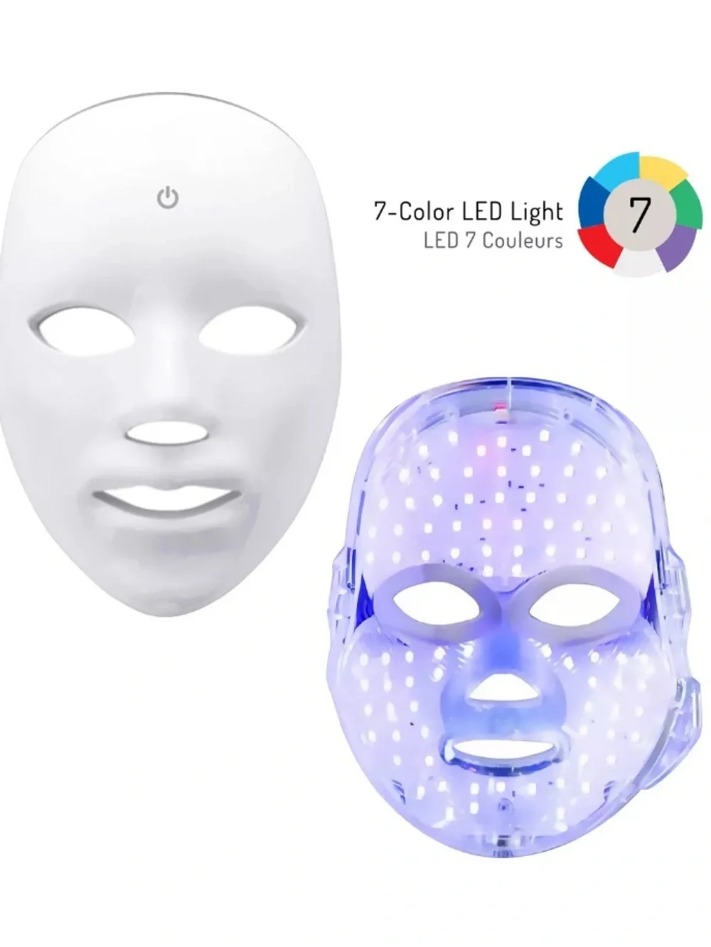 7-in-1 LED Light Therapy Face Mask - White by Puresonic